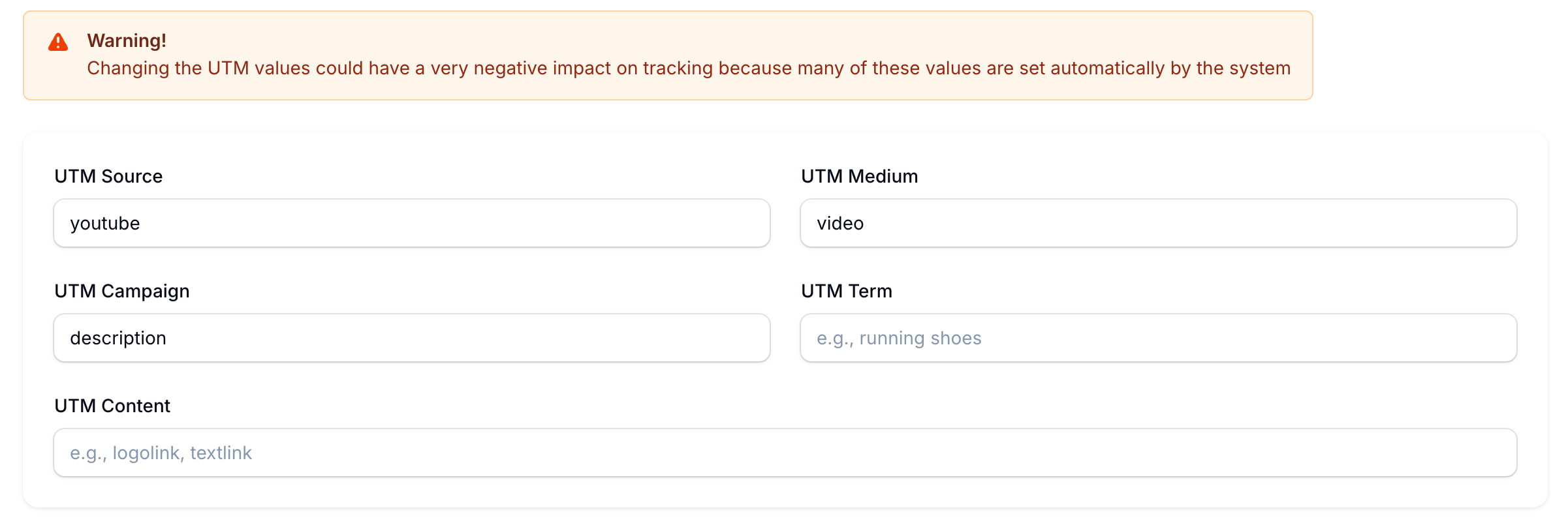 YouTube UTM tracking on links