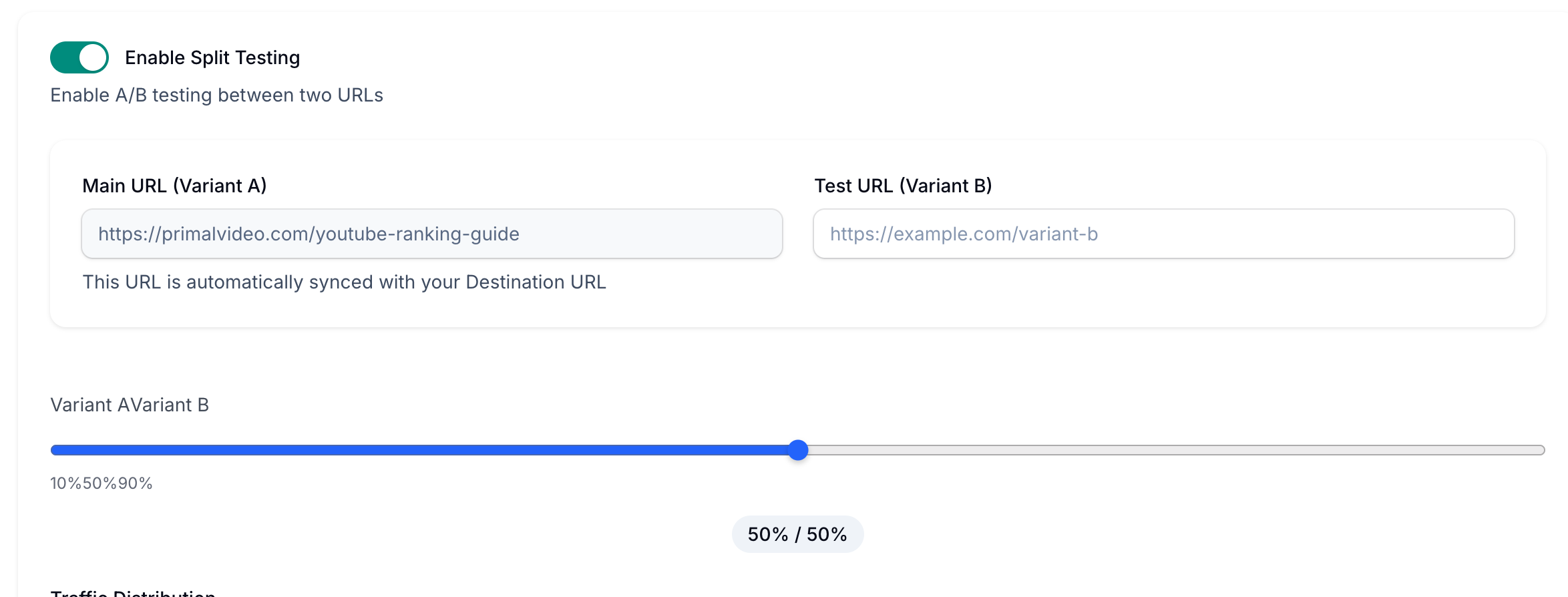 Split testing links in YouTube
